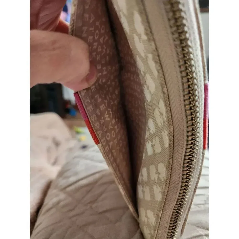 Kate Spade Cream and Pink Wallet with Bold Stripe, canvas